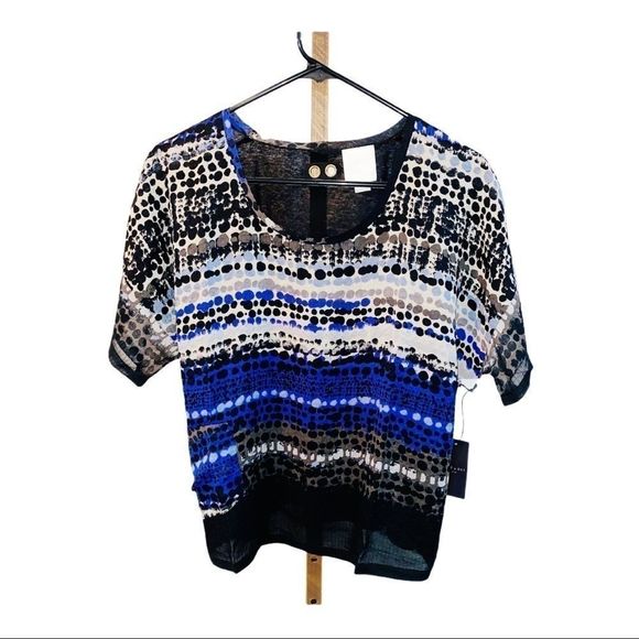 NWT Line and Dot short sleeve multicolor top - Picture 1 of 10